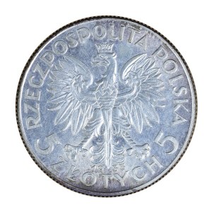 5 złotych 1933 r., ze znakiem, głowa kobiety, II Rzeczpospolita Polska 1923-1929