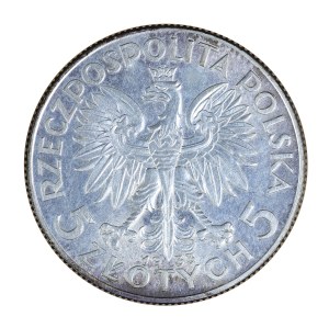 5 zloty 1933, with sign, woman's head, Second Polish Republic 1923-1929
