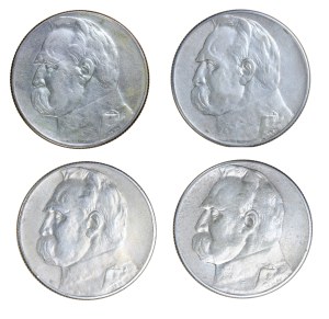 Set of 4 pcs. 5 gold, Pilsudski, Second Polish Republic 1923-1929