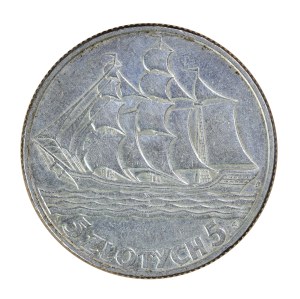 5 gold 1936, sailing ship, Second Republic of Poland 1923-1929