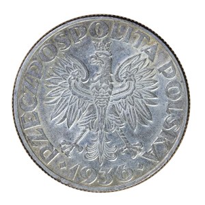 5 gold 1936, sailing ship, Second Republic of Poland 1923-1929