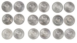 Set of 18 circulating coins 10,000 and 20,000 zloty, 1992-1994.