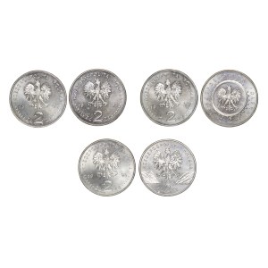 Zestaw 6 pierwszych monet 2 złote 1995 r. po denominacji 1995-2021 r.