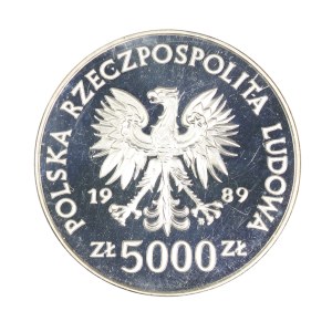 5000 złotych 1989 r., Toruń, moneta kolekcjonerska