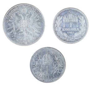 Set of 3 Austro-Hungarian coins, Franz Joseph I