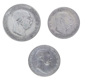 Set of 3 pcs. 1 and 2 coronets, Austria, Franz Joseph