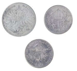 Set of 3 pcs. 1 and 2 coronets, Austria, Franz Joseph