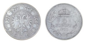 Set of 2 pcs. 5 crowns 1900, Franz Joseph I