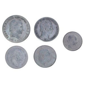 Zestaw 5 szt. srebrnych monet Austria XIX w.
