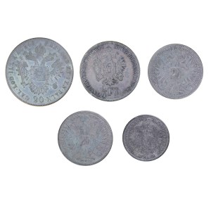 Zestaw 5 szt. srebrnych monet Austria XIX w.