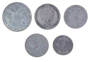 Set of 5 silver coins Austria 19th century.