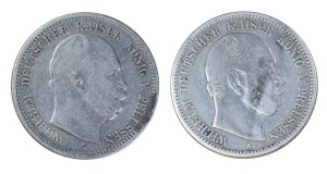 Set of 2 pcs. 2 marks 1876 C and 1880 A, Prussia