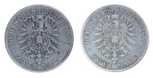 Set of 2 pcs. 2 marks 1876 C and 1880 A, Prussia