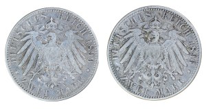 Set of 2 pcs. 2 marks 1896 and 1899, Prussia