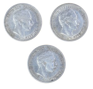 Set of 3 pcs. 2 marks 1907, 1908, 1911, Prussia
