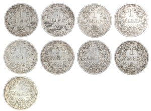 Set of 8 pcs. 1 Deutsches Reich brand