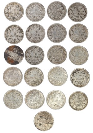 Set of 21 pcs. 1/2 brand Deutsches Reich