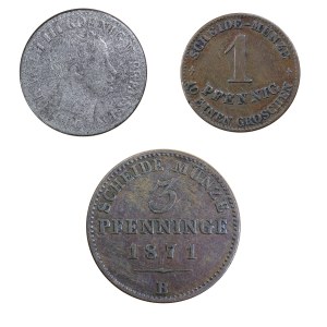 Zestaw 3 szt. monet Niemcy XIX w. - Prusy, Saksonia