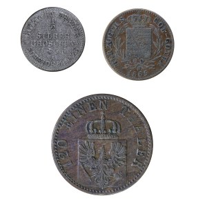 Zestaw 3 szt. monet Niemcy XIX w. - Prusy, Saksonia
