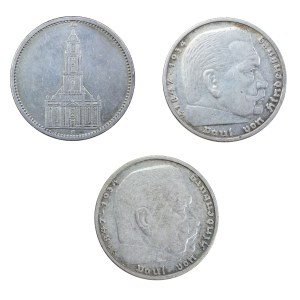 Zestaw 3 szt. 5 marek, Deutsches Reich, Hindenburg