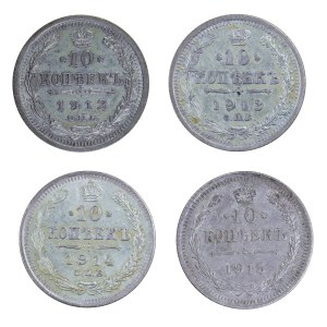 Zestaw 4 szt. 10 kopiejek, Carska Rosja