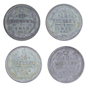 Zestaw 4 szt. 10 kopiejek, Carska Rosja