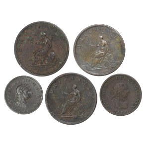 5 szt. monet, Jerzy III, Wielka Brytania