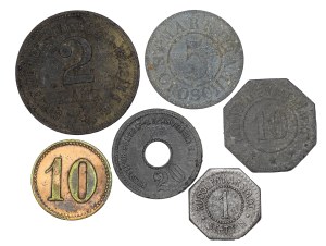 Set of 6 pieces of replacement coins and tokens related to Szczecin.