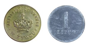 Set of 2 tokens - 1 letter, archduke brewery in Zywiec