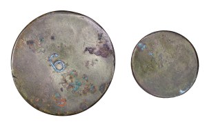 Set of 2 waiter tokens, Moulin Rouge restaurant, Warsaw, interwar period