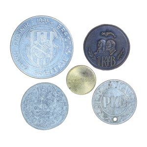 Set of 5 commemorative and advertising tokens