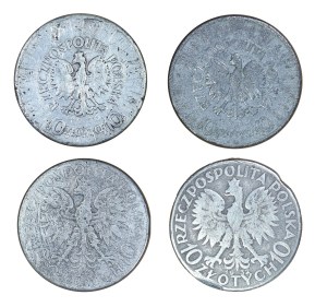 Zestaw 4 szt. falsów 10 zł z epoki, II RP