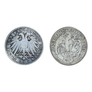 Falsyfikat, zestaw 2 szt. monet Kaiserreich
