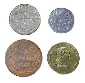 Set of 4 copies of Polish coins from the 19th century.