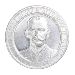 Medal - Dolny Śląsk, Strzegom, 1924 r., medal wybity w związku z Krwawą Niedzielą w Strzegomiu, 20.10.1924 r.
