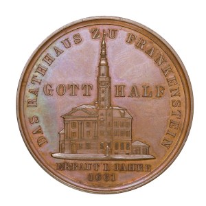 Medal - Lower Silesia, Ząbkowice Śląskie/Fraknestein, medal from 1858, minted on the occasion of the holding of the town hall in Ząbkowice Śląskie.