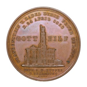 Medal - Dolny Śląsk, Ząbkowice Śląskie/Fraknestein, medal z 1858 r., wybity z okazji odbydowy ratusza w Ząbkowicach Śląskich