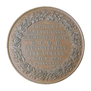 Medal z 1829 r., Hamburg, medal poświęcony Johannesowi Bugenhagenowi (powiernik, spowiednik i przyjaciel Marcina Lutra, wykładowca na uniwersytecie w Wittenbergu)
