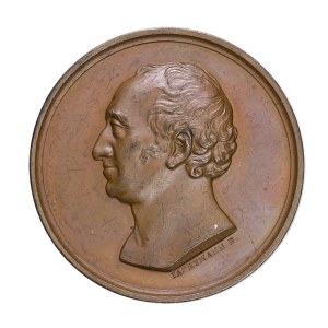 Medal z 1825 r. - Polska, Zerboni di Sposetti - prezes rejencji pruskiej w Wielkim Ks. Poznańskim, medal pamiątkowy z wizerunkiem Josepha von Sposetti, naczelnego prezesa Wielkiego Ks. Poznańskiego (1815-1824)