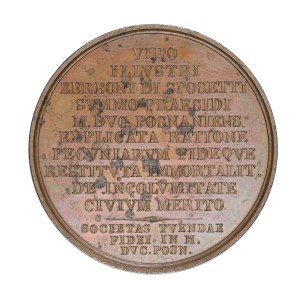 Medal z 1825 r. - Polska, Zerboni di Sposetti - prezes rejencji pruskiej w Wielkim Ks. Poznańskim, medal pamiątkowy z wizerunkiem Josepha von Sposetti, naczelnego prezesa Wielkiego Ks. Poznańskiego (1815-1824)