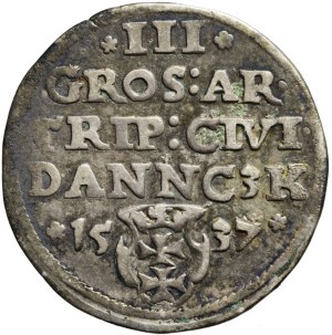 Sigismund I. der Alte, Trojak 1537, Danzig, frühere Büste