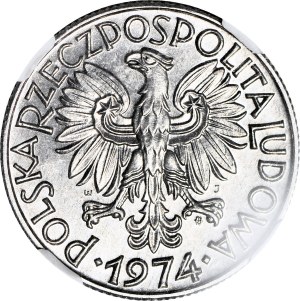 RR-, 5 Gold 1974, FISHER ON TRAWL, Gras unter den Füßen, b. selten