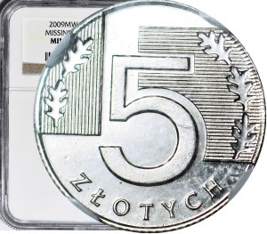 RRR-, 5 Gold 2009, Miniatur, PRÓZE MIEDZIONIKIEL, extrem selten