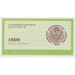 Brick 1,000 zl 1985, for the construction of the John Paul II College, numbered 057221