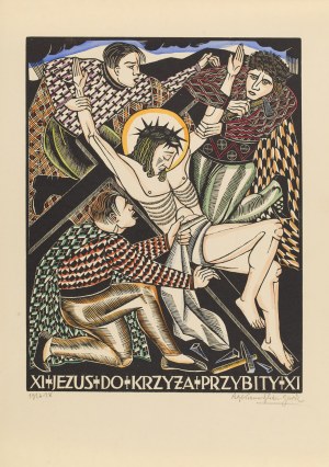 Bogna Krasnodębska-Gardowska (1900 Sosnowiec - 1986 ), Stations of the Cross. Station XI (Jesus nailed to the cross), 1926