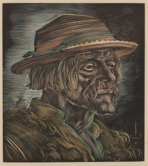 Edmund Ludwik Bartłomiejczyk (1885 Warsaw - 1950 Warsaw), Hucul in a straw hat, circa 1937