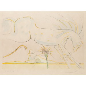 Salvador Dalí (1904 Figueres - 1989 Figueres), Koń i wilk z cyklu 'Les Bestaire de la Fontaine Dalinise', 1971