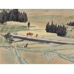 Tokuriki Tomikichirō (1902 - 2000 ), Deszcz w Susono, z cyklu 36 widoków Góry Fuji, 1939