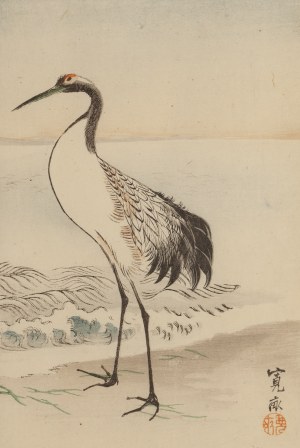 Araki Kanpo (1831 - 1915), Cranes against the sea, 1892