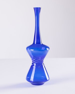 Lauscha Thüringen Ironworks, Germany, Cobalt vase with white decoration, 1960s/1970s